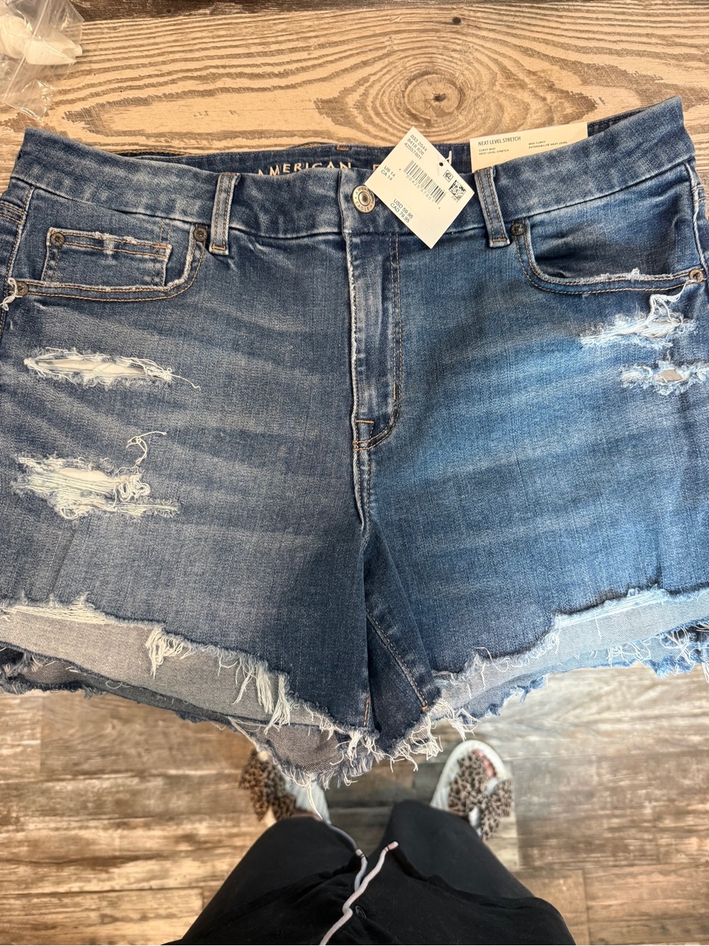 American Eagle Outfitters Distressed Blue Denim Slim Shorts